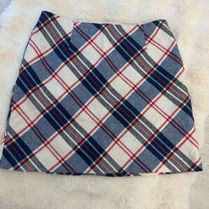 New Look Wool Plaid Mini Skirt - Blue, Red, White Like New
